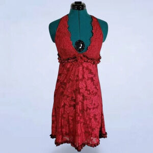 Vintage Red Lace Negligee - Size Medium